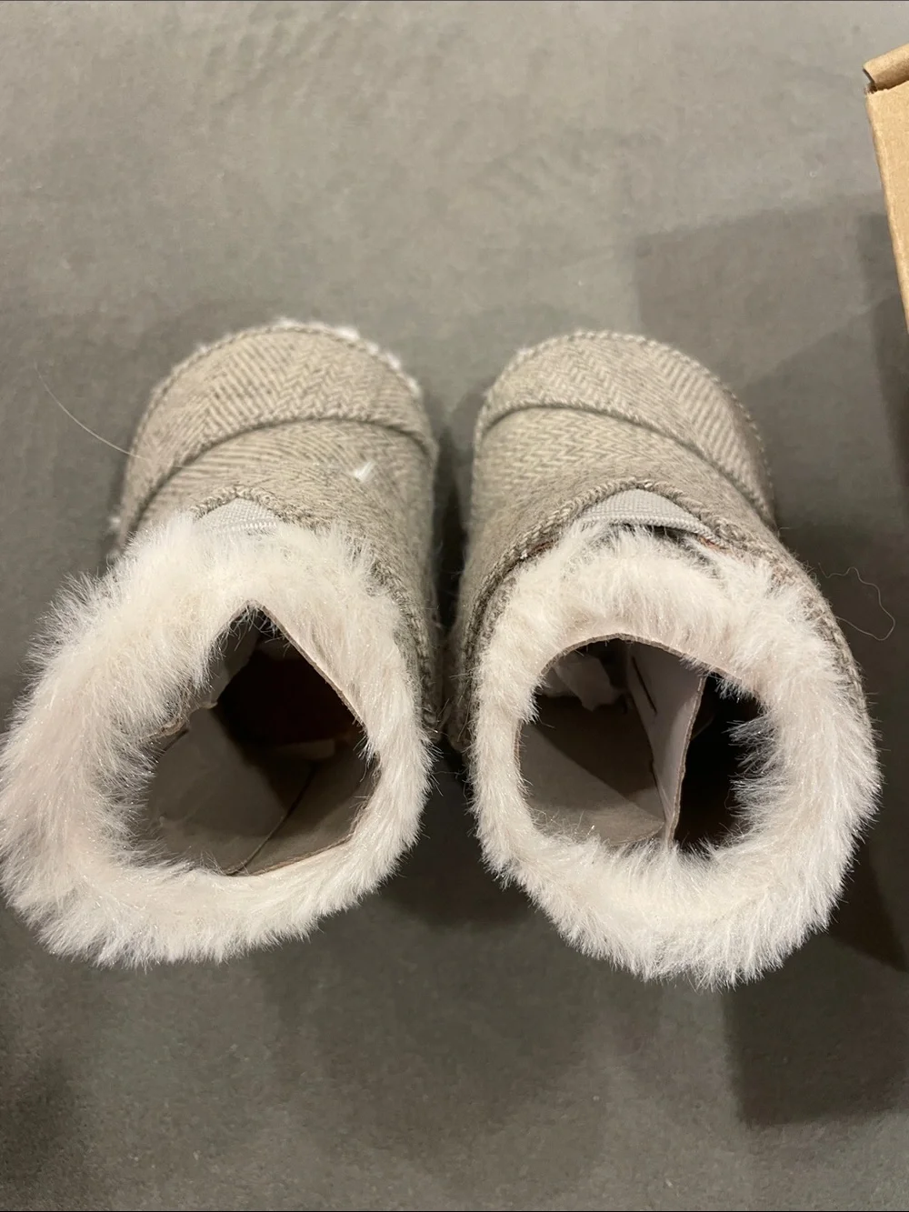 NEW Tom’s Newborn Cuna Grey Booties NIB Drizzle Herringbone 0-6 month Baby Shoex
